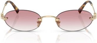 Miu Miu 51mm Oval Rimless Sunglasses in Pale Gold /Pink at Nordstrom