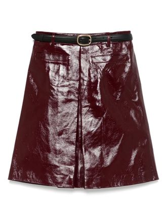 Self Portrait leather skirt - women - Calf Leather/Polyester - 12 - Red