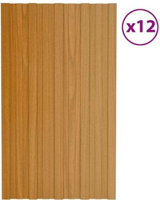 vidaXL Panel De Tejado Acero Galvanizado Color Madera 12 Uds 80x45 Cm Vidaxl