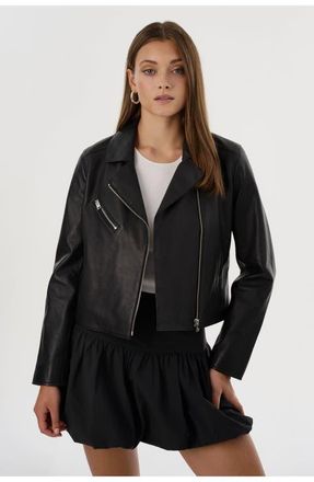 LaMarque VALERIA | Leather Biker Jacket in Black at Nordstrom, Size Small