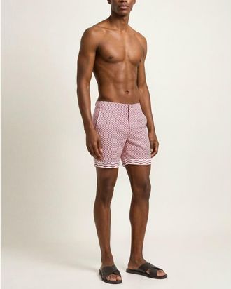 Orlebar Brown Bulldog Mid-Length Ocra Printed Swim Shorts in White Sand/vermillion at Nordstrom, Size 34