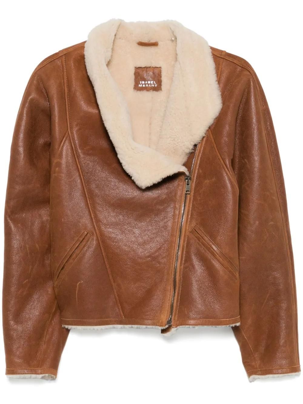 【関税込み】Isabel Marant タン Alexandra レザージャケット Isabel Marant Tan Alexandra Leather Jacket from $1,396.00