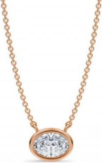 Allurez Oval Lab Diamond Solitaire Pendant Necklace 14K Rose Gold (0.75ct)