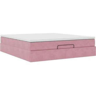 vidaXL Estructura Cama Otomana Con Colch&oacute;n Terciopelo Rosa 180x200 Cm Vidaxl