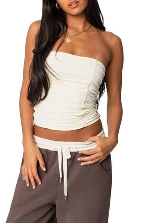 Edikted Fifi Ruched Strapless Tube Top in Cream at Nordstrom, Size X-Small