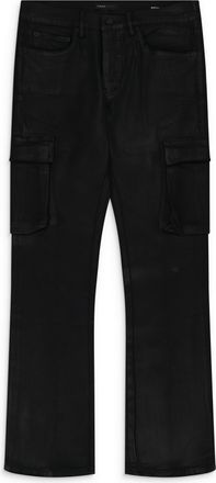Purple Black Coated Cargo Flare Jeans