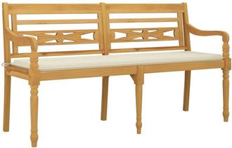 vidaXL Vidaxl - Banco Batavia Coj&iacute;n Color Crema Madera Maciza De Teca 150 Cm
