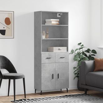 vidaXL Vidaxl - Aparador Alto Madera Contrachapada Gris Hormig&oacute;n 69,5x34x180 Cm