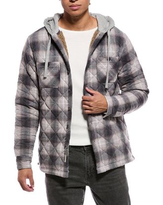 Weatherproof Vintage Quilted Sherpa Lined Hooded Shacket