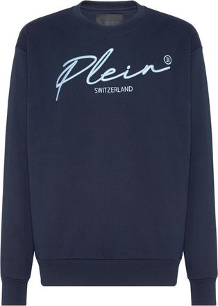 Philipp Plein Sweatshirt LS Signature - Heren - Sweatshirts - Blauw - 3XL - Katoen - Hoodies & sweatvesten