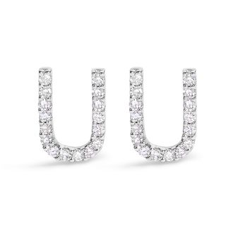 House of Brilliance 10K Gold 1/10 Cttw Diamond Initial A to Z Stud Earring