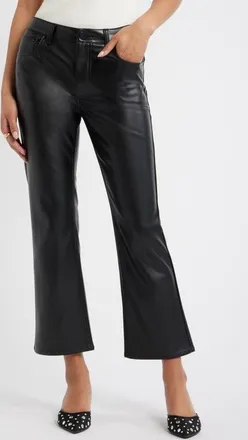 Open Edit Faux Leather Kick Flare Pants in Black at Nordstrom, Size 10