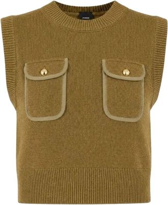 Pinko Round-neck Truien - Dames - Ronde hals truien - Groen - M - Truien & Vesten