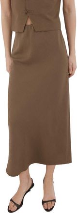 Mango Straight Midi Skirt in Brown at Nordstrom, Size Medium