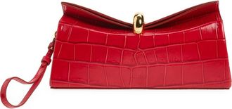 Jacquemus The Val&eacute;rie Croc Embossed Leather Clutch in Red 470 at Nordstrom