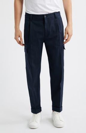 BOSS Perin Pleated Tapered Leg Cargo Pants in Dark Blue at Nordstrom Rack, Size 32 X R