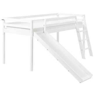 Beliani Cama De Media Altura Con Somier 90 X 200 Cm Infantil Con Tobog&aacute;n Madera De Pino Blanca Staple