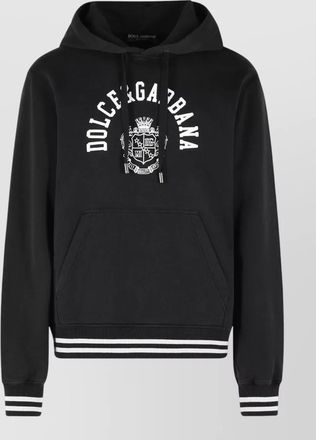 Dolce & Gabbana cotton hoodie hood kangaroo pocket ribbed hem