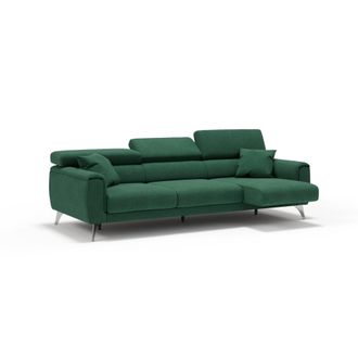Divani.Store Divani.store - Caravaggio Sof&aacute; De 3 Plazas Extensibles Con Reposacabezas Ajustables En Tejido Impermeable 244 Cm Verde
