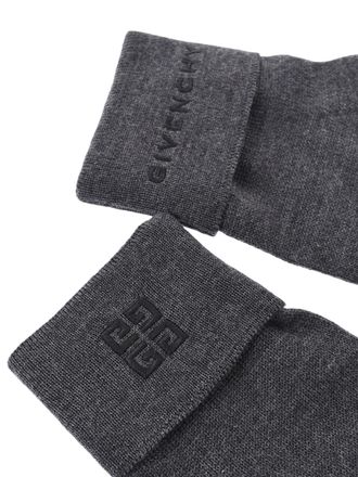 Givenchy 4G Embroidered Logo Wool Gloves - Grey