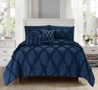 Elegant Comfort 10-pc Infinity Design Comforter Set Include 6-pc Sheet Set With Sided Storage Pocket