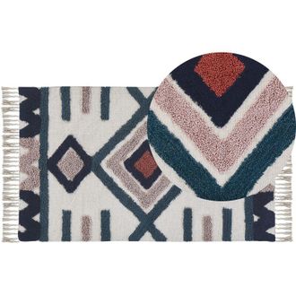 Beliani Beliani - Alfombra De Algod&oacute;n Multicolor 80 X 150 Cm Hecha A Mano Patr&oacute;n Escandinavo Sala De Estar Kozlu