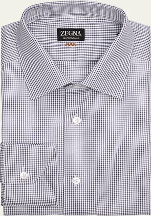 Ermenegildo Zegna Mens Centoventimila Cotton Micro-Check Dress Shirt