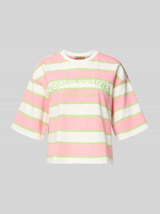 Smith & Soul Cropped Boxy Fit Sweatshirt mit Label-Stitching in Pink, Gr&ouml;&szlig;e XXL