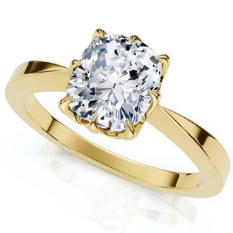 Pompeii3 1 1/2Ct Cushion Solitaire Diamond Engagement Ring 14k Gold Lab Grown