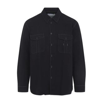 STUDIO NICHOLSON Casual Shirts, male, Black, Size: XL Louro Button Shirt