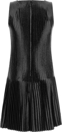 Courr&egrave;ges Glossy Coated Pleated Dress - Black