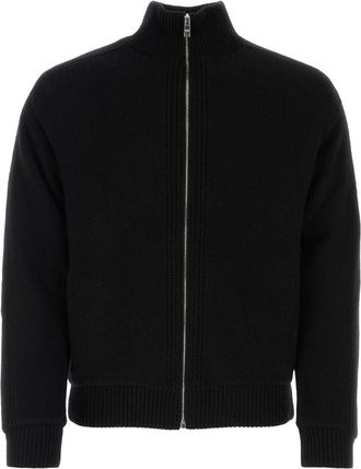 Prada full zip high neck fitted elbow patch wool blend orders women's cardigan sz 42/S