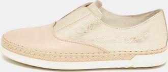 Tod's Tods Beige/gold Leather Espadrille Flat