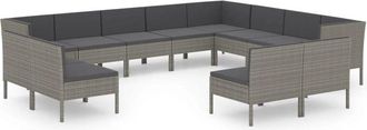 vidaXL Set De Muebles De Jard&iacute;n 12 Pzas Y Cojines Rat&aacute;n Sint&eacute;tico Gris Vidaxl