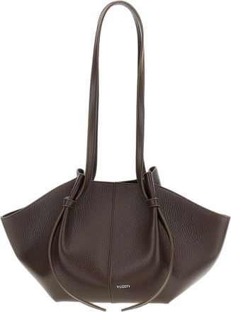 Yuzefi Brown Mochi Pebble Grain Leather Tote Bag