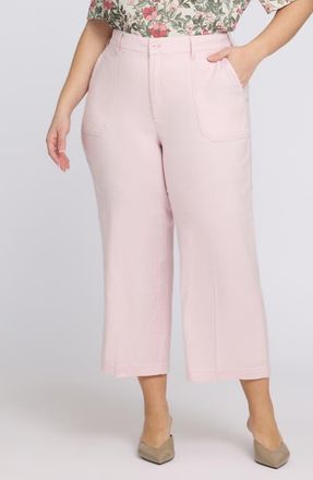 NYDJ Utility Wide Leg Capri Linen Blend Pants in Light Lilac at Nordstrom, Size 16W