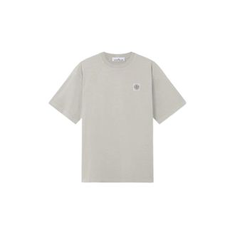 Stone Island T-shirt van gekamd katoenen jersey - Heren - T-shirts - Grijs - L - Katoen - Tops