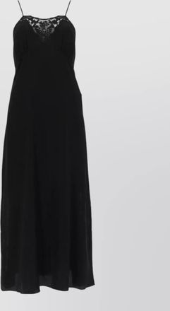 Chlo&eacute; lace maxi dress sheer panels straps