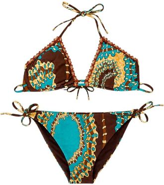 Miss Bikini Badmode, Dames, Veelkleurig, S, Driehoek bikini met uitneembare cups en verstelbare broek