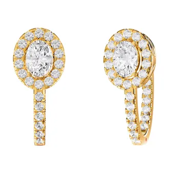 Diamond2Deal 18k Vermeil Plated Silver 2.75 Ct Oval Lab Grown Diamond Hoop Earrings