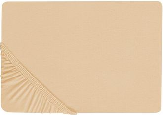 Beliani S&aacute;bana De Algod&oacute;n Beige Arena 200 X 200 Cm Ajustable Bordes El&aacute;sticos S&oacute;lido Janbu
