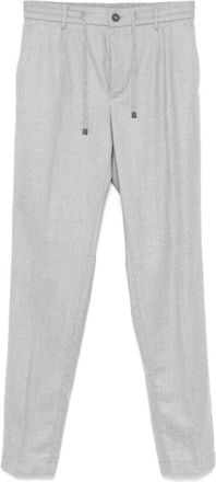 PESERICO Lichtgrijze Wol Tapered Broek - Heren - Straight fit broeken - Grijs - 2XL - Wol - Broeken