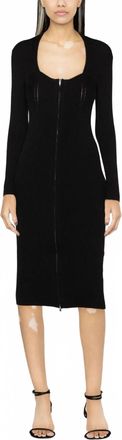 Isabel Marant Zael Long Sleeve Zip Front Ribbed Dress In Black