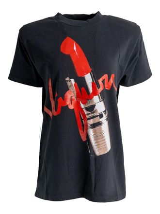 Vaquera T-shirt met lippenstiftprint - Zwart
