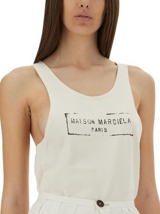 Maison Margiela Logo-Print Tank Top - Beige