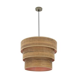 Fabrilamp Colgante Triple Smile 3xe27 Cuero/madera Oscura Regx50x50 Cm