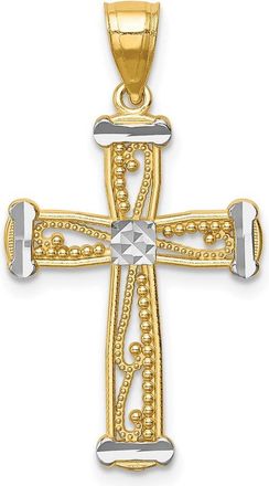 Diamond2Deal 14k Yellow Gold Rhodium Cross Pendant