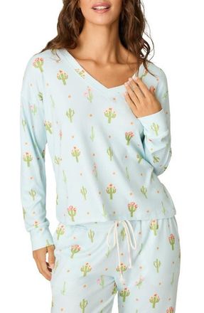 PJ Salvage Feelin Prickly Jersey Pajama Top in Tinted Aqua at Nordstrom, Size X-Small