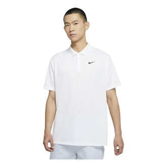 Nike Mens Nike Dri-FIT Victory Solid Color Logo Printing Quick Dry Breathable Short Sleeve Polo Shirt White DH0823-100