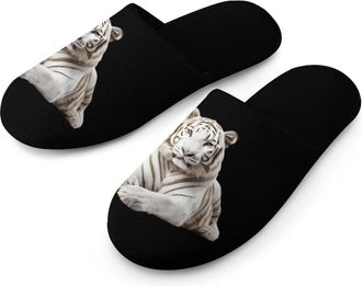 Generic Tiger Mens Flannel Slipper Soft Non Slip House Shoes Comfy Winter Warm Indoor Outdoor Slippers